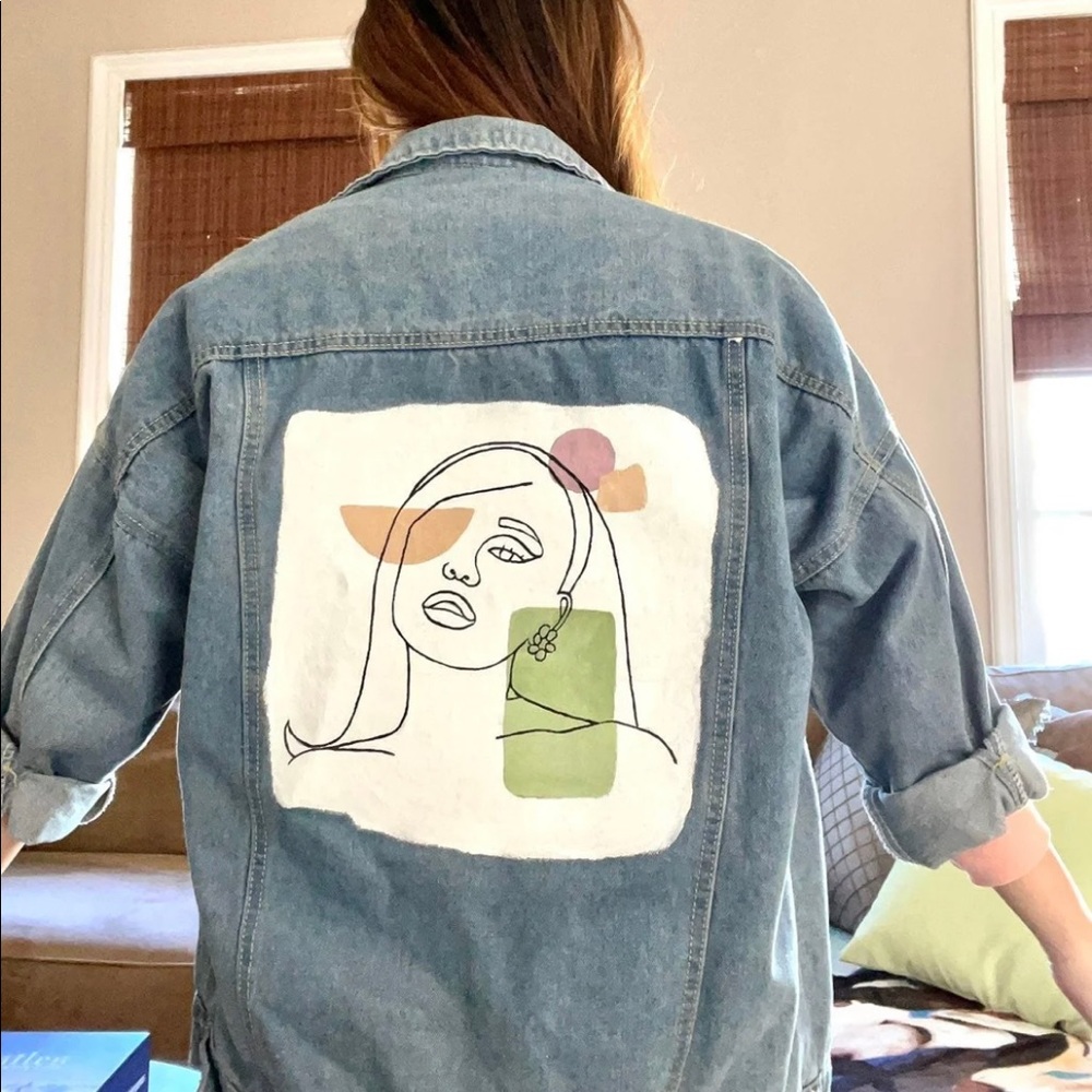 Custom Abstract Ariana Grande Painted Denim/ Jean Jacket